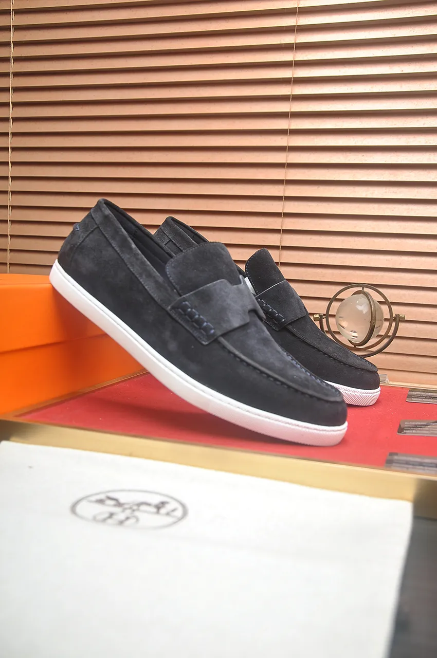 Men's Men's Shoes💰560💶[[HERMES]] (High-end Niuli) New 🍀 HERMES - top version of Hermès classic casual leather shoes! Made of imported original cowhide, the inner top layer is comfortable cowhide lining! Original wear-resistant rubber outsole! High quality products! Code number 39-45 (45 customized)